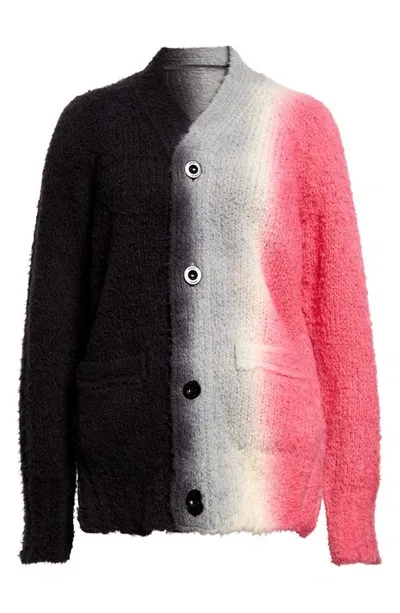 Sacai Tie-dye Wool-blend Knitted Cardigan In C/gray Pink