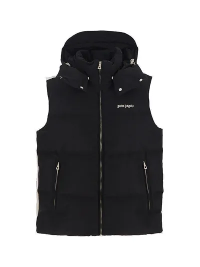 Palm Angels Logo Printed Padded Vest In Black