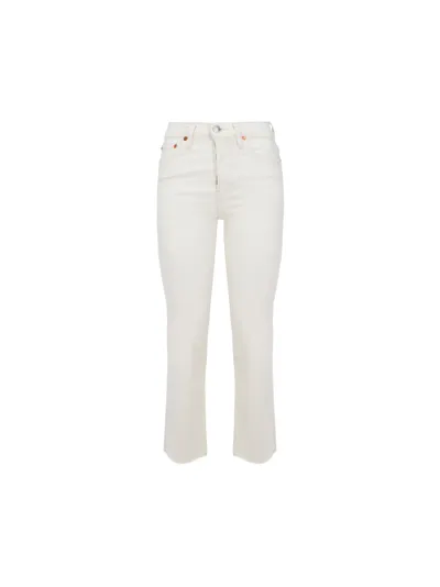 Re/done 70s Stove Pipe Straight Jeans In White