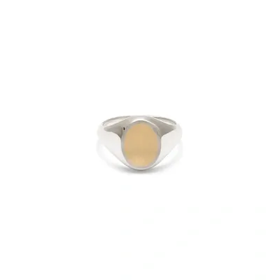 Maor Meek Ring Oval Top In Silver And Yellow Gold In Silver Gold