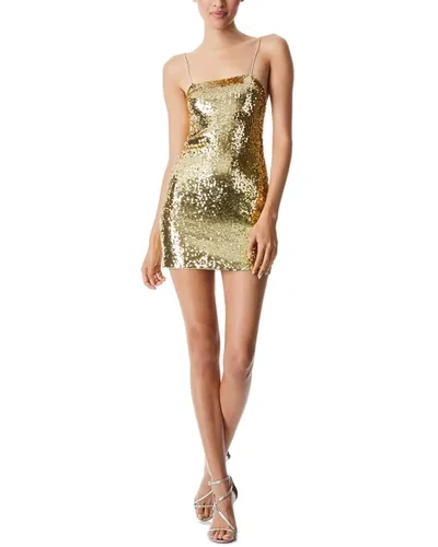 Alice And Olivia Cutout Sequined Stretch-tulle Mini Dress In Gold