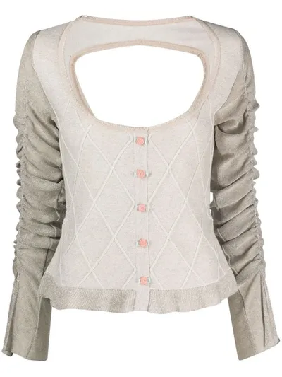 Cormio Elena Draped-sleeve Cardigan In Neutrals