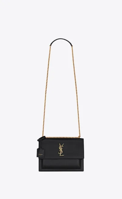 Saint Laurent Women Medium Sunset Leather Chain Bag In Black