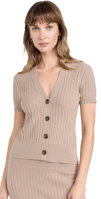 James Perse Recycled Cashmere Wide Rib Cardigan In Brown