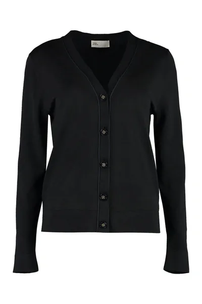 Tory Burch Wool-blend Cardigan In Black