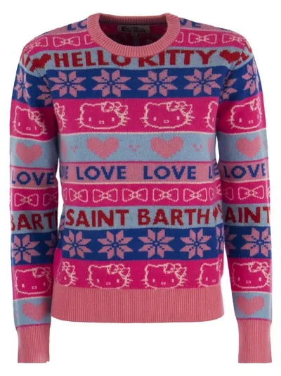 Mc2 Saint Barth Wool-blend Jumper With Embroidery In Pink