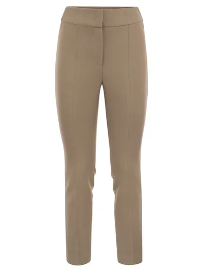 Peserico Skinny Fit Trousers In Viscose And Cotton In Camel