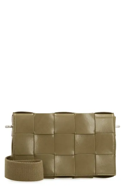 Bottega Veneta Cassette Leather Crossbody Bag In Green