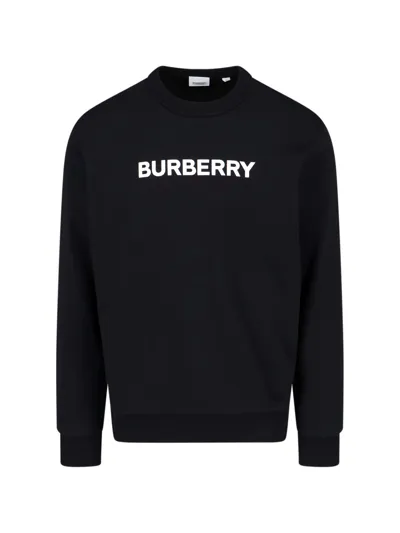 Burberry Logo Crewneck Sweatshirt In Black  