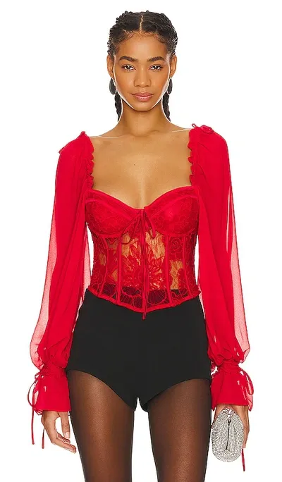 For Love & Lemons Sade Top In Red