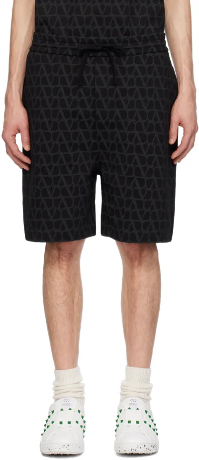 Valentino Toile Iconographe Cotton Bermuda Shorts In Black