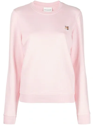 Maison Kitsuné Logo-appliqué Cotton Sweatshirt In Pink & Purple