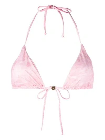 Versace Swim Bikini Lycra Waist Recycled Baroque Ss92 All Over Clothing In Pale Pink