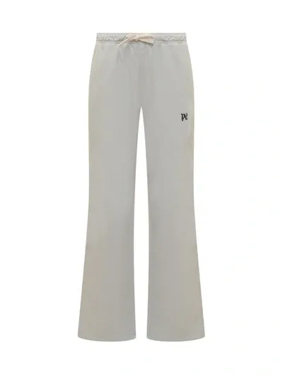 Palm Angels Monogram Embroidered Drawstring Pants In Grey