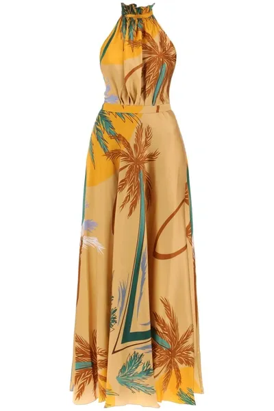 Raquel Diniz Giovanna Silk Satin Maxi Dress In Orange