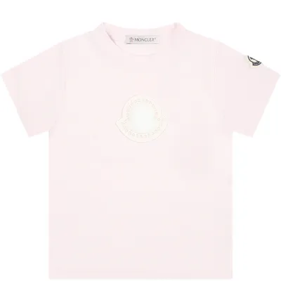 Moncler Pink T-shirt For Baby Girl With Logo