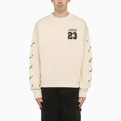 Off-white Logo-embroidered Cotton Sweatshirt In Multicolor