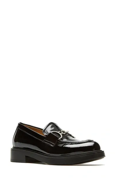 La Canadienne Celine Crinkle Leather Loafer In Black Patent