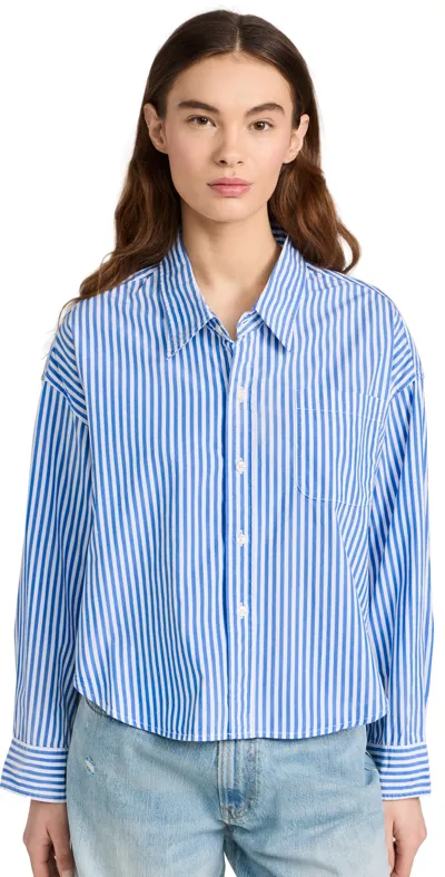 Denimist Cropped Shirt Med Blue Stripe