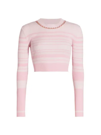 Generation Love Women's Yesi Striped Crop Sweater In Pink Stripe