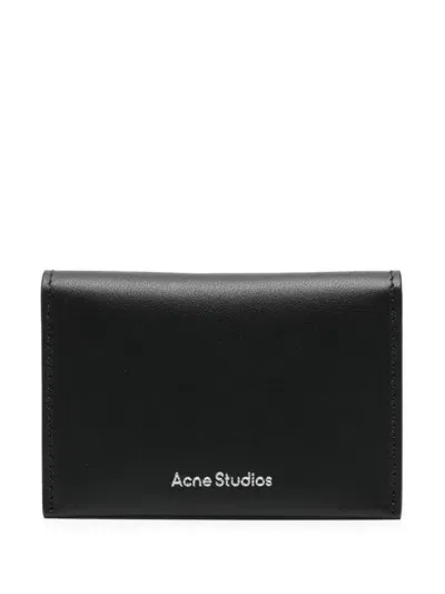 Acne Studios Logo Leather Flap Wallet In Black