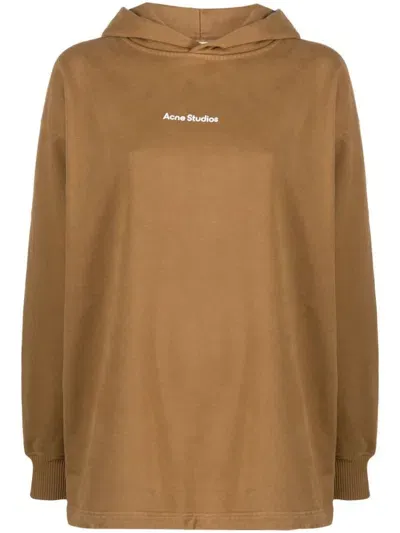 Acne Studios Logo-print Hoodie In Brown