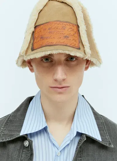 Acne Studios Men Shearling Bucket Hat In Multicolor