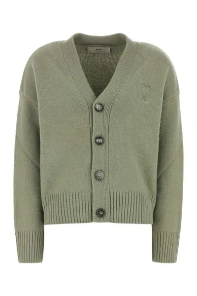 Ami Alexandre Mattiussi Embossed Adc Cardigan-s Nd Ami Female In Green