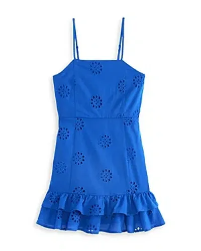 Aqua Girls' Eyelet Mini Drop Waist Dress, Big Kid - Exclusive In Blue