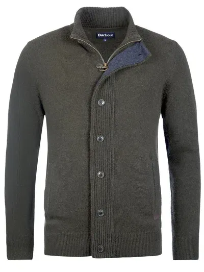 Barbour Patch Zip Thru Sweater In Green