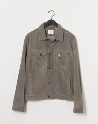 Billy Reid Suede Tupelo Trucker Jacket - Dark Metal