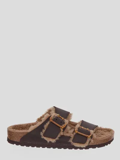 Birkenstock Arizona Bold Shearling Slippers In Brown