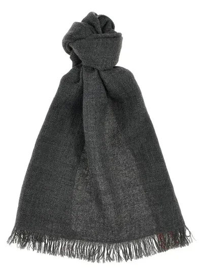 Brunello Cucinelli Silk Cashmere Scarf In Gray