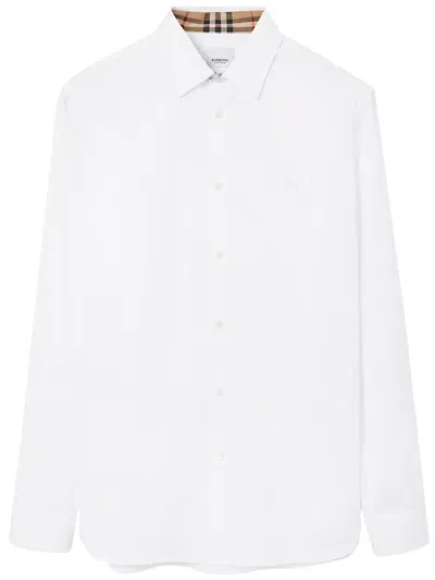 Burberry Logo Cotton Shirt In White