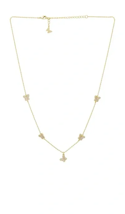 By Adina Eden Pave Multi Butterfly Dangle Necklace In Metallic Gold