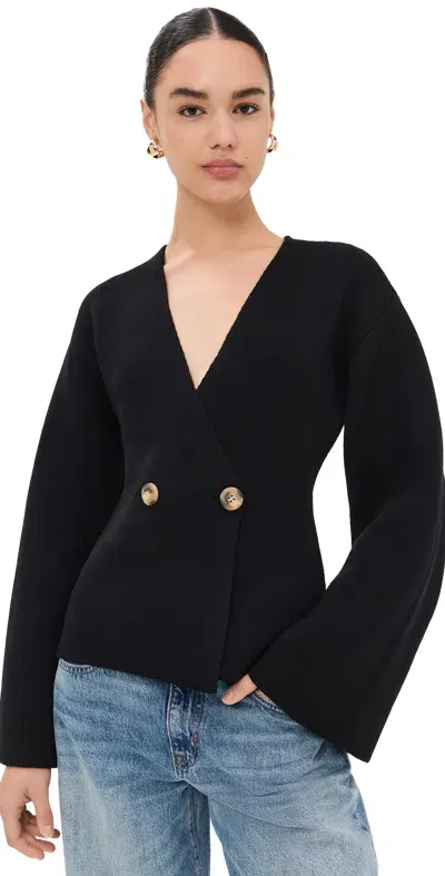 By Malene Birger Double-breasted Knitted Cardigan In Black