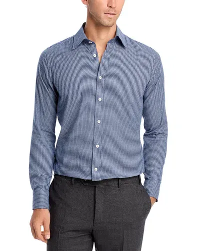 Canali Micro Check Regular Fit Sport Shirt In Blue