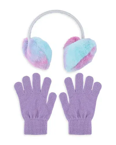 Capelli Girls' Multi Heart Faux Fur Earmuffs & Magic Gloves - Big Kid In Multi Combo