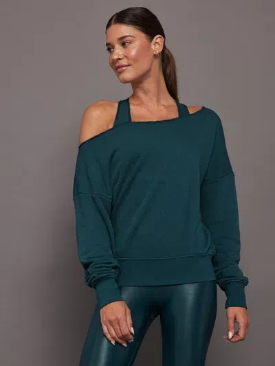 Carbon38 Off Shoulder Sweatshirt In French Terry In Ponderosa Pine