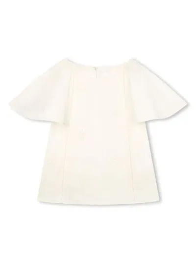 Chloé Kids' Broderie-anglaise Organic Cotton Blouse In White