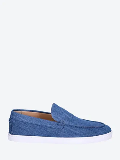 Christian Louboutin Men Varsiboat Toile Denim Loafers In Blue