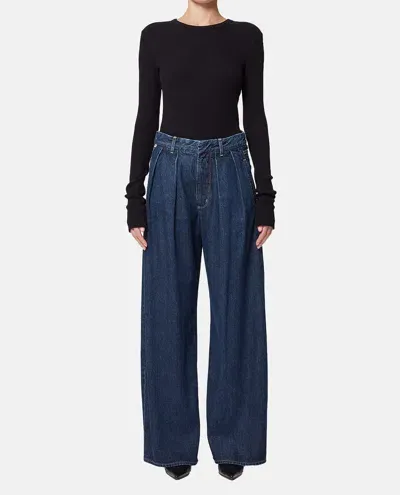 Citizens Of Humanity Petra Pleated Denim Pants In Blue