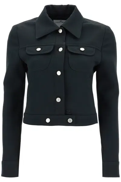 Courrèges Twill Trucker Jacket In In Black