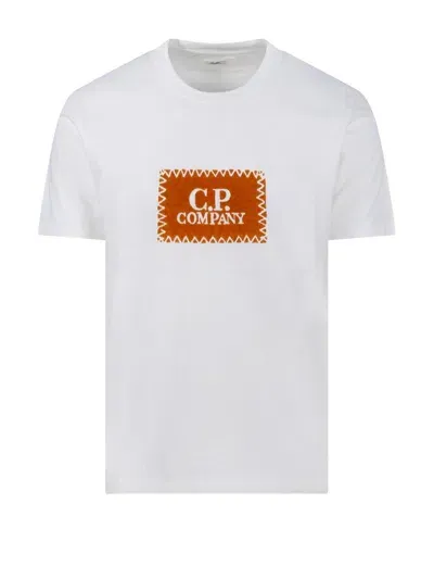 C.p. Company Logo Printed Crewneck T-shirt In White