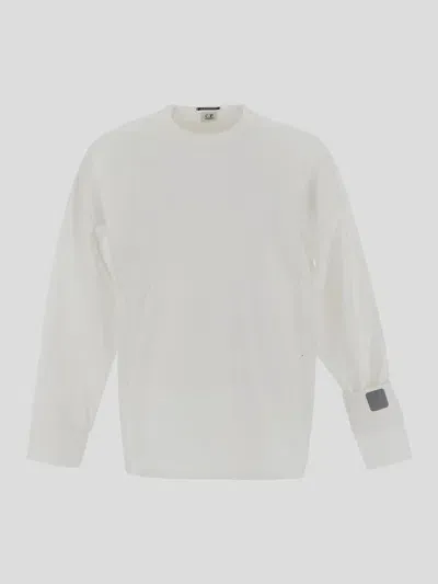 C.p. Company Rubber Logo Crew Neck Sweatshirt In White