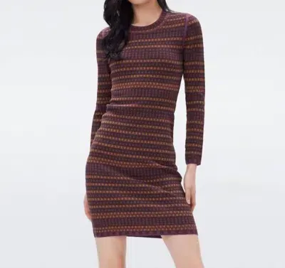 Diane Von Furstenberg Harry Dress In Purple And Gold In Brown