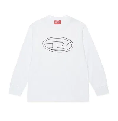 Diesel Kids' Oval D Logo-print T-shirt In White