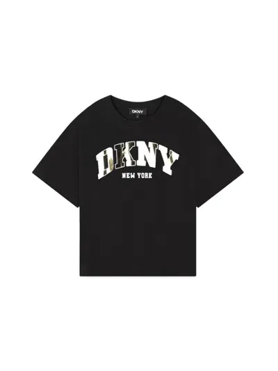 Dkny Kids' Logo-print Cotton T-shirt In Black