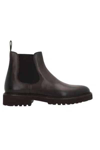 Doucal's Leather Ankle Boots In Brown