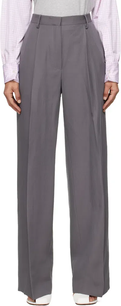 Dries Van Noten Taupe Wool & Paper Trousers In Grey